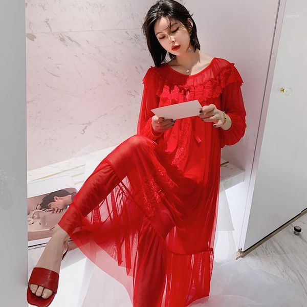 spring summer red wedding gauze nightdress female white lace princess court style nightgown pure color elegant nightwear1, Black;red
spring summer red wedding gauze nightdress female white lace princess court style nightgown pure color elegant nightwear1, Black;red