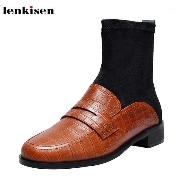 lenkisen print cow leather flock streetwear med heels round toe fashion mature office winter crocodile pattern ankle boots l001, Black
lenkisen print cow leather flock streetwear med heels round toe fashion mature office winter crocodile pattern ankle boots l001, Black