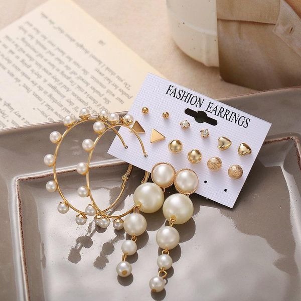 8 pairs/set elegant simulated pearl hoop earrings for women long drop dangle earring mini geometric metal ear studs jewelry, Silver
8 pairs/set elegant simulated pearl hoop earrings for women long drop dangle earring mini geometric metal ear studs jewelry, Silver
