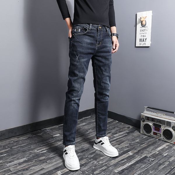2021 new korean style fashion men jeans spliced designer black blue casual denim ripped pants retro vintage elastic slim fit trousers 6x88
2021 new korean style fashion men jeans spliced designer black blue casual denim ripped pants retro vintage elastic slim fit trousers 6x88
