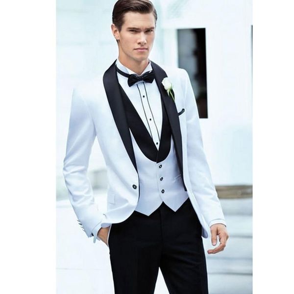 men's suits & blazers custom made white jacket black pants mens slim tuxedos groom wedding formal party (jacket+pants+vest), White;black
men's suits & blazers custom made white jacket black pants mens slim tuxedos groom wedding formal party (jacket+pants+vest), White;black