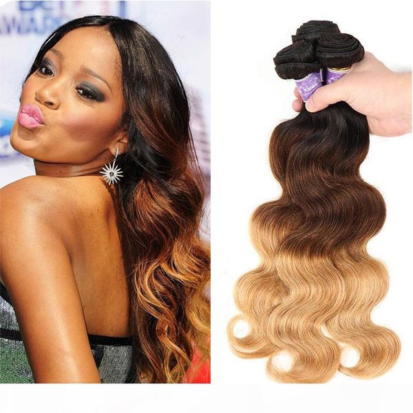 3 bundle deals ombre brazilian virgin hair weaves 1b 4 27 three tone honey blonde ombre colored body wave human hair extensions, Black
3 bundle deals ombre brazilian virgin hair weaves 1b 4 27 three tone honey blonde ombre colored body wave human hair extensions, Black