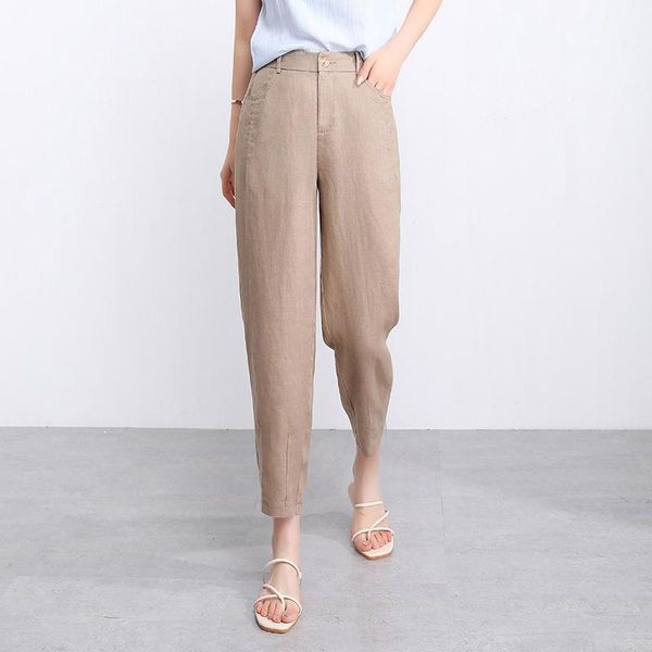 women summer high waist loose casual linen pants office lady elegant chic thin harem pants solid color plus size trousers -9xl1, Black;white
women summer high waist loose casual linen pants office lady elegant chic thin harem pants solid color plus size trousers -9xl1, Black;white