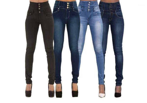 new women's high waist slim stretch large size feet jeans1, Blue