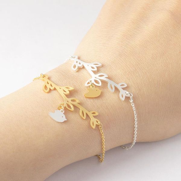 lovely bird and branch bracelet, stainless steel jewelry for ladies, fashionable golden friendship bracelet, bridesmaid gift bff, Golden;silver
lovely bird and branch bracelet, stainless steel jewelry for ladies, fashionable golden friendship bracelet, bridesmaid gift bff, Golden;silver
