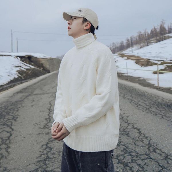 men's sweaters winter turtleneck sweater warmth fashion retro casual knitted pullover men streetwear korean loose knitting mens, White;black
men's sweaters winter turtleneck sweater warmth fashion retro casual knitted pullover men streetwear korean loose knitting mens, White;black