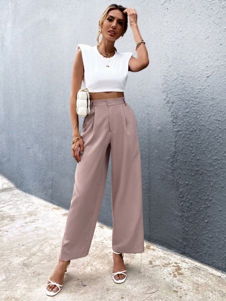 solid wide leg pants o0t9#, Black;white
solid wide leg pants o0t9#, Black;white