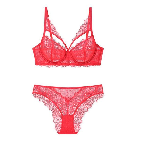 new plus size b c d cup bra set lace ultrathin women underwear summer transparent cross female lingerie bras and panties, Red;black
new plus size b c d cup bra set lace ultrathin women underwear summer transparent cross female lingerie bras and panties, Red;black