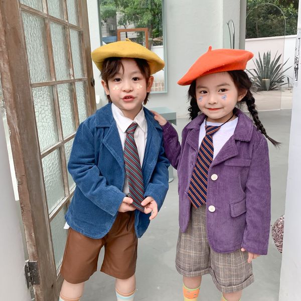 autumn fashion boys and girls solid color corduroy suit jackets preppy style children 2020 casual thick coats lj201125, Blue;gray 
autumn fashion boys and girls solid color corduroy suit jackets preppy style children 2020 casual thick coats lj201125, Blue;gray