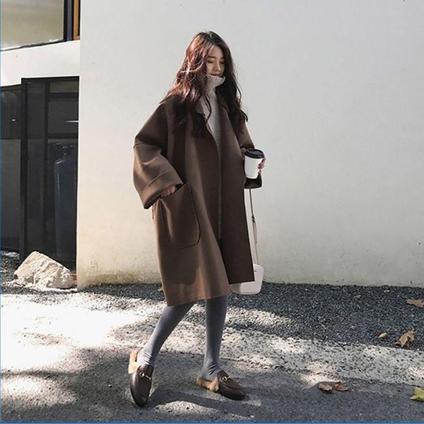 women's trench coats 2021 autumn women elegant loose woolen coat lady winter casual warm long-sleeved overcoat, Tan;black
women's trench coats 2021 autumn women elegant loose woolen coat lady winter casual warm long-sleeved overcoat, Tan;black