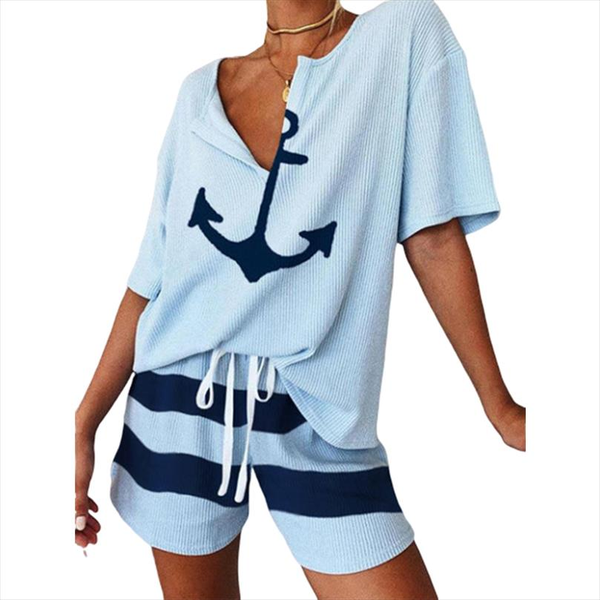 loose casual anchor print women sailor suit short sleeve tshirt and striped short pants two piece set summer 2021 new tracksuit, Gray
loose casual anchor print women sailor suit short sleeve tshirt and striped short pants two piece set summer 2021 new tracksuit, Gray