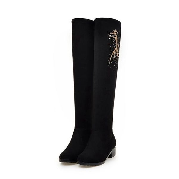 winter plush warm over the knee boots women stretch fabric thigh high med heel round toe woman shoes long bota feminina 958, Black
winter plush warm over the knee boots women stretch fabric thigh high med heel round toe woman shoes long bota feminina 958, Black