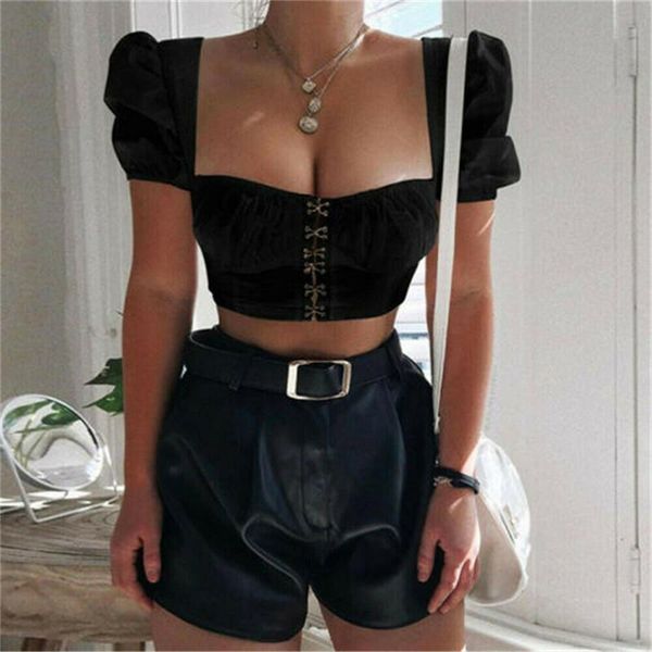 fashion summer square collar crop women elegant bubble sleeve skinny bodycon bandage blouse shirts corset clubwear, White
fashion summer square collar crop women elegant bubble sleeve skinny bodycon bandage blouse shirts corset clubwear, White