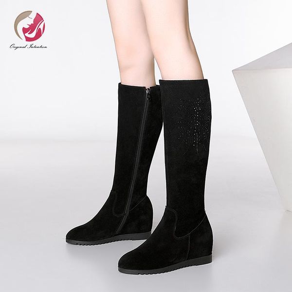 boots original intention mid-calf high woman flock black wine red round toe flats wedges sequins winter warm shoes
boots original intention mid-calf high woman flock black wine red round toe flats wedges sequins winter warm shoes