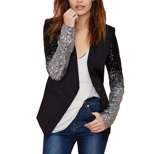 new arrival cool women sequined blazer coat jacket single buckle long sleeve slim fit suit 20201, White;black
new arrival cool women sequined blazer coat jacket single buckle long sleeve slim fit suit 20201, White;black