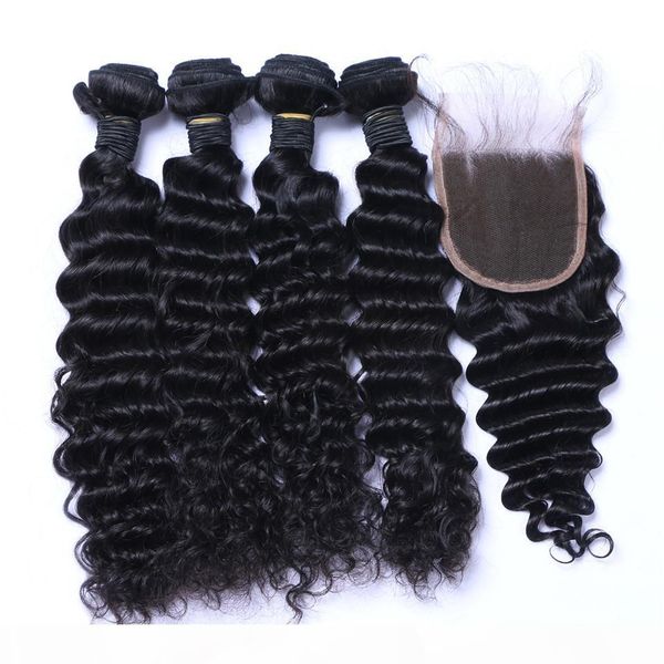 brazilian deep wave curly hair 3 bundles with closure middle 3 part double weft human hair extensions dyeable human hair weave, Black
brazilian deep wave curly hair 3 bundles with closure middle 3 part double weft human hair extensions dyeable human hair weave, Black