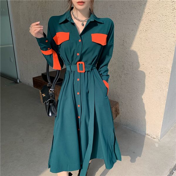 autumn 2020 new style long sleeves show thin temperament, contrast color waist shirt medium length skirt women's dress
autumn 2020 new style long sleeves show thin temperament, contrast color waist shirt medium length skirt women's dress