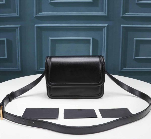 2021 new fashion designer women's handbag flap shoulder strap straddle bag shoulder black leather leather bag handbag small bag