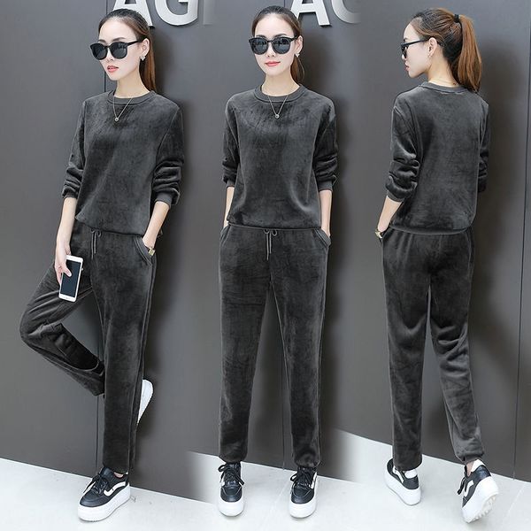 plush thickened velvet solid color suit for women's warm and leisure sports two piece warm sweatersweater sweater set tr3z4, Gray
plush thickened velvet solid color suit for women's warm and leisure sports two piece warm sweatersweater sweater set tr3z4, Gray