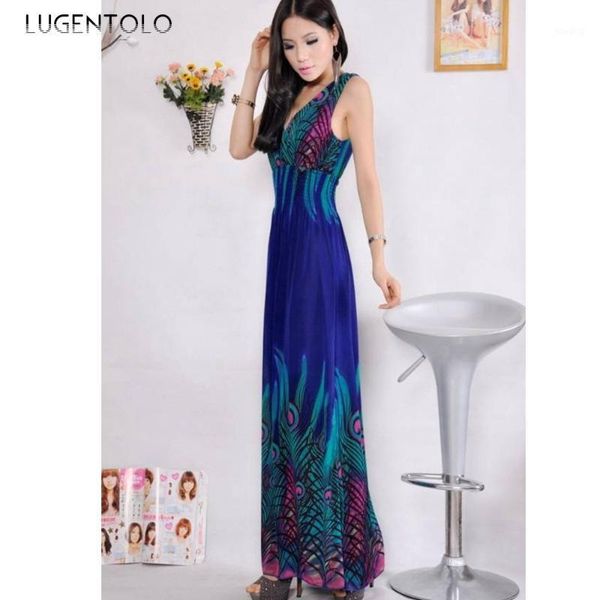 lugentolo long dress women bohemian peacock print high waist suspenders v-neck summer casual fashion womens dresses1, Black;gray
lugentolo long dress women bohemian peacock print high waist suspenders v-neck summer casual fashion womens dresses1, Black;gray