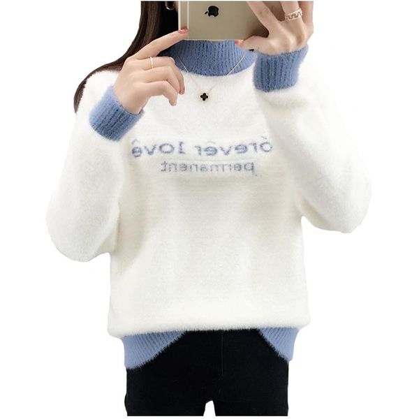 ladies pullover sweater woman new fashion imitation mink velvet knitted inner base shirt fall/winter sweater outer wear female, White;black
ladies pullover sweater woman new fashion imitation mink velvet knitted inner base shirt fall/winter sweater outer wear female, White;black