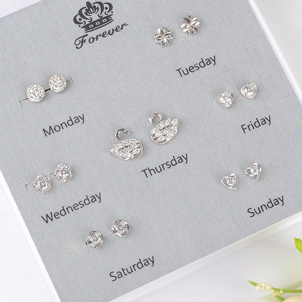 s925 silver earrings seven pairs of earrings gift box women's jewelry set, Golden
s925 silver earrings seven pairs of earrings gift box women's jewelry set, Golden