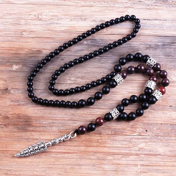 new handmade men's skull pendant & 8mm stones beads long necklace fashion jewelry 201014, Silver
new handmade men's skull pendant & 8mm stones beads long necklace fashion jewelry 201014, Silver