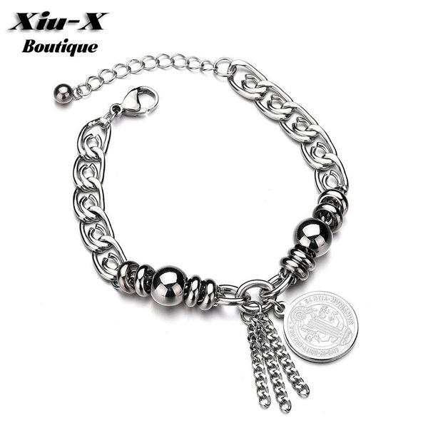 charm bracelets double-sided jesus pendant for women men stainless steel tassel hand chain bracelet bangles female male jewelry, Golden;silver
charm bracelets double-sided jesus pendant for women men stainless steel tassel hand chain bracelet bangles female male jewelry, Golden;silver