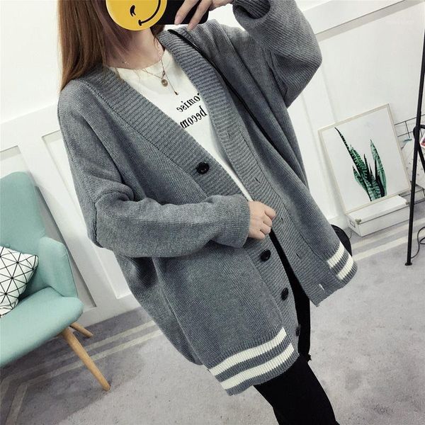 3colors knit cardigan autumn and winter loose student knitwear mid-long new striped loose cardigan long sleeve knitted sweater1, White
3colors knit cardigan autumn and winter loose student knitwear mid-long new striped loose cardigan long sleeve knitted sweater1, White