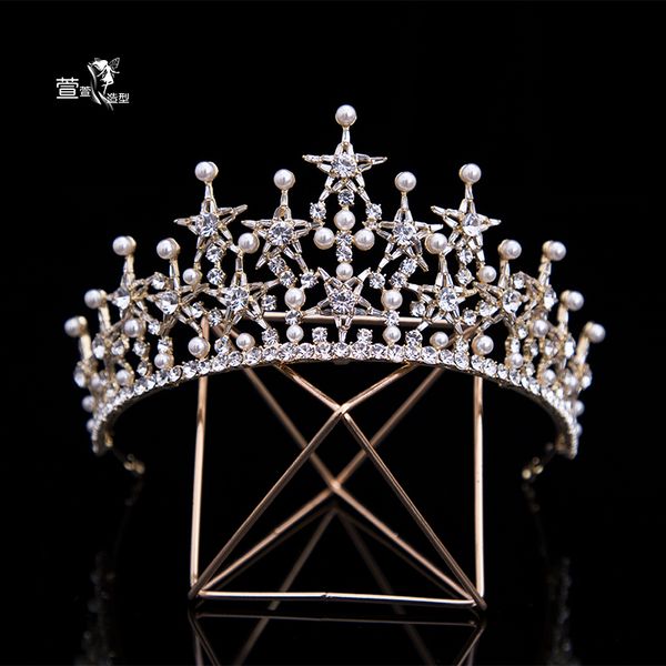 new yuxuan korean style beautiful star pearl crown bride wedding hairdressing p studio and makeup modeling, Silver
new yuxuan korean style beautiful star pearl crown bride wedding hairdressing p studio and makeup modeling, Silver