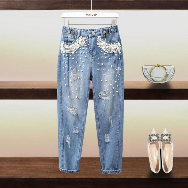 ripped jeans jacket women fashion pearl casual large size jeans 2021spring autumn women high waist harem trousers, Blue
ripped jeans jacket women fashion pearl casual large size jeans 2021spring autumn women high waist harem trousers, Blue