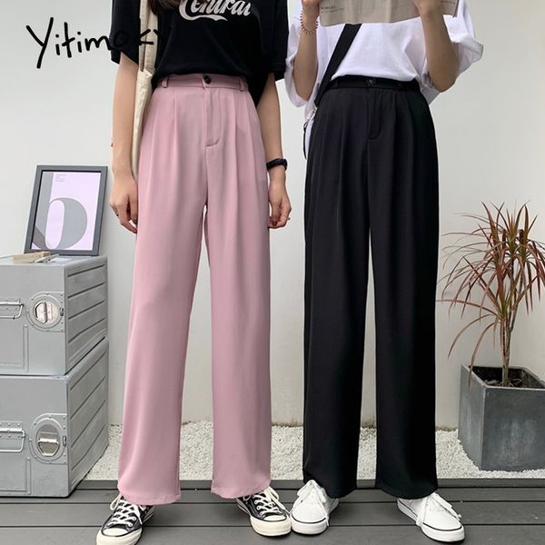 elastic waist pants women formal ladies straight trousers women pink black plus size high waist pants streetwear korean pant 201031, Black;white
elastic waist pants women formal ladies straight trousers women pink black plus size high waist pants streetwear korean pant 201031, Black;white