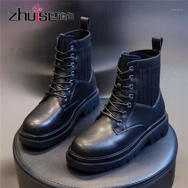 autumn boots female british style thick heel short boots female retro casual leather women shoes socks shoes1, Black
autumn boots female british style thick heel short boots female retro casual leather women shoes socks shoes1, Black