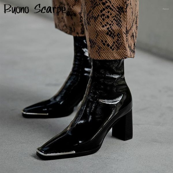 boots patent leather women shoes high heel knee metal toe brand designer botas fenimina black chunky heels1
boots patent leather women shoes high heel knee metal toe brand designer botas fenimina black chunky heels1