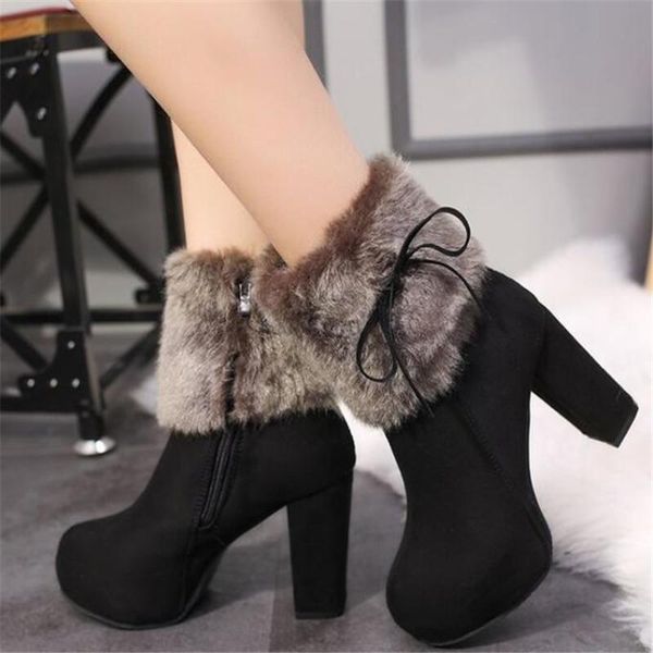 boots thick with high heel women's winter shoes platform waterproof plus velvet 01, Black
boots thick with high heel women's winter shoes platform waterproof plus velvet 01, Black