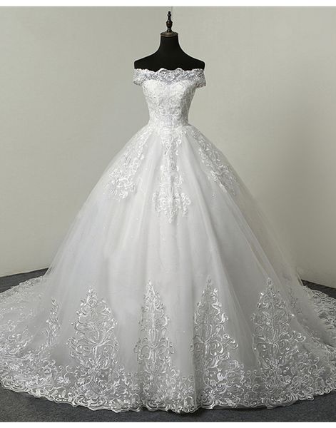 elegant bateau neck ivory ball gown wedding dresses pattern lace appliques off the shoulder long train tulle wedding gowns western country c, White
elegant bateau neck ivory ball gown wedding dresses pattern lace appliques off the shoulder long train tulle wedding gowns western country c, White