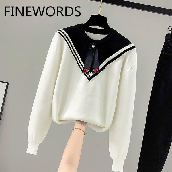 finewords elegant office ladies sweaters autumn winter o neck white knitted sweater vintage ladies pullovers loose casual, White;black
finewords elegant office ladies sweaters autumn winter o neck white knitted sweater vintage ladies pullovers loose casual, White;black