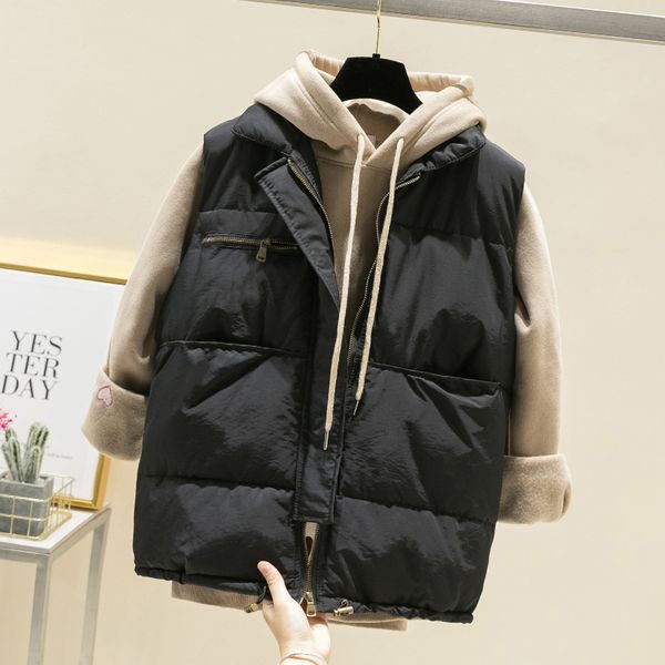 fashion casual winter vest coat women solid white black sleeveless zipper fly vintage jacket female korean slim 1023, Black;white
fashion casual winter vest coat women solid white black sleeveless zipper fly vintage jacket female korean slim 1023, Black;white