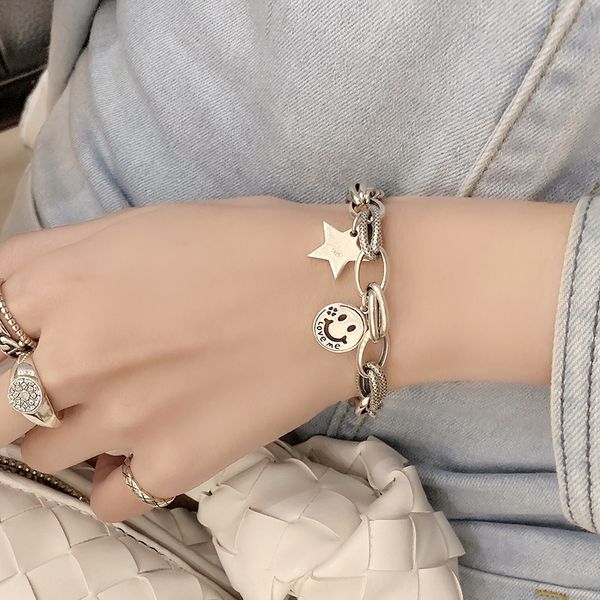 korea heavy industry smiling face five pointed star bracelet women's 925 pure silver thai silver personality round brand chain bracelet, Golden;silver
korea heavy industry smiling face five pointed star bracelet women's 925 pure silver thai silver personality round brand chain bracelet, Golden;silver