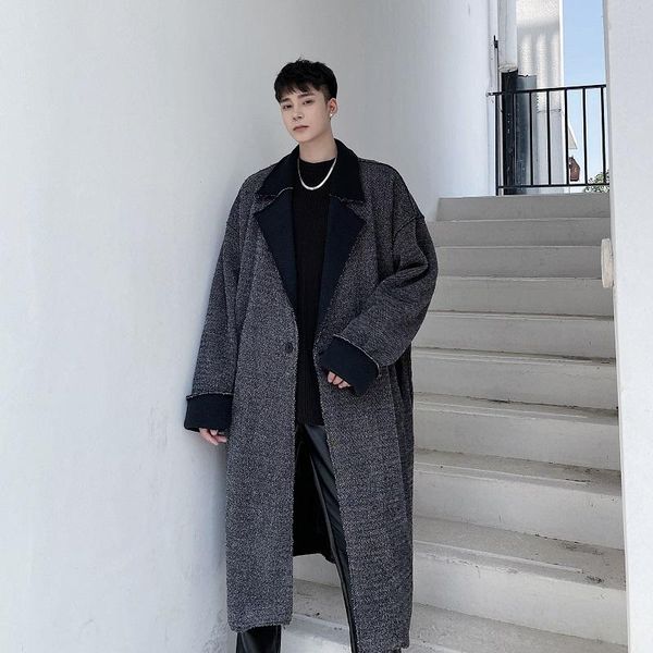 men's wool & blends men vintage casual loose long trench coat outerwear autumn winter male streetwear broken edge cardigan jacket overc, Black
men's wool & blends men vintage casual loose long trench coat outerwear autumn winter male streetwear broken edge cardigan jacket overc, Black