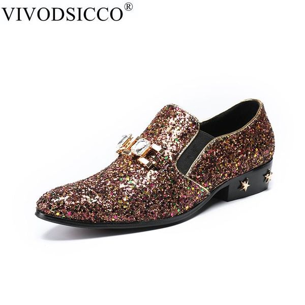 dress shoes vivodsicco luxury men's fashion glitter slip on leather man party weeding shoe oxfords flats sapatos, Black
dress shoes vivodsicco luxury men's fashion glitter slip on leather man party weeding shoe oxfords flats sapatos, Black