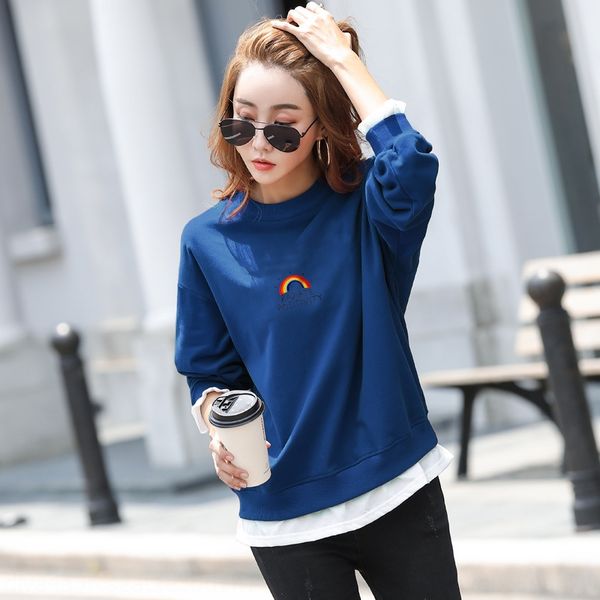 sweater women 2020 autumn new korean version fake two pieces rainbow embroidery round neck loose cap long sleeve pullover embroidered pullov, Black
sweater women 2020 autumn new korean version fake two pieces rainbow embroidery round neck loose cap long sleeve pullover embroidered pullov, Black