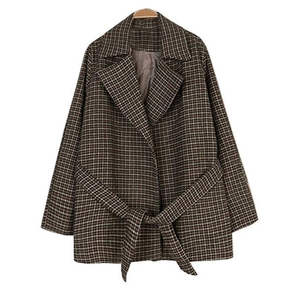 women's jackets korean style plaid turn-down collar jacket women 2021 autumn winter ladies tweed vintage casual outerwear coats with be, Black;brown
women's jackets korean style plaid turn-down collar jacket women 2021 autumn winter ladies tweed vintage casual outerwear coats with be, Black;brown