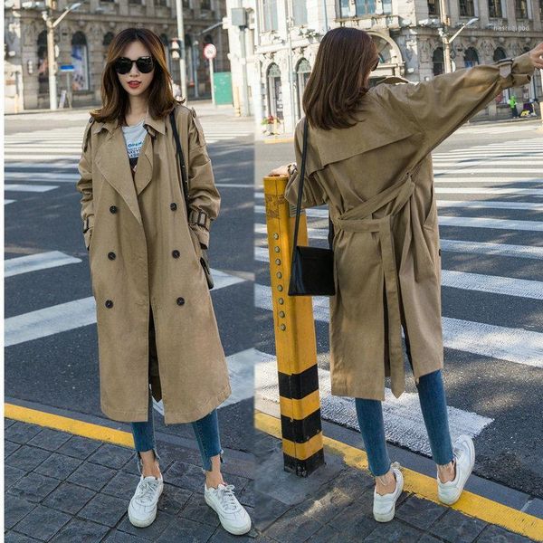 acz 18 spring han edition ms young loose long show thin pure color long sleeve trench coat suits students class1, Tan;black
acz 18 spring han edition ms young loose long show thin pure color long sleeve trench coat suits students class1, Tan;black