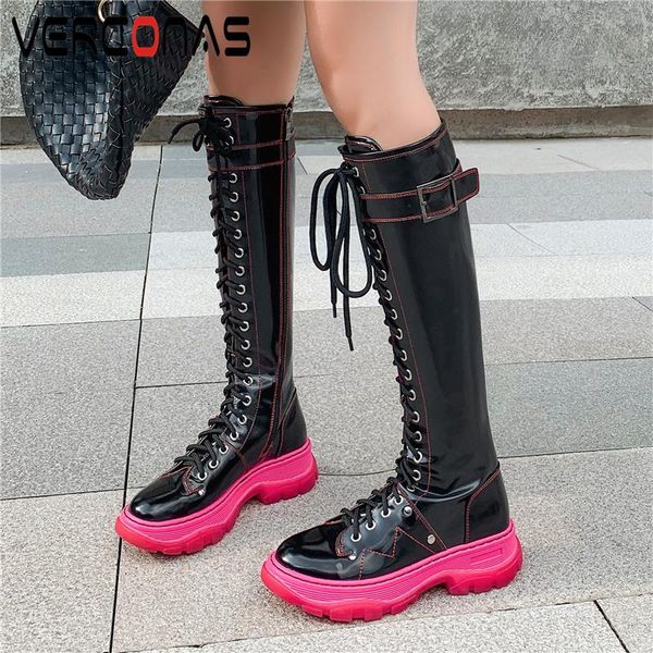 verconas fashion knee-high boots for women autumn winter genuine leather shoes woman cross-tied side zipper platforms long boots, Black
verconas fashion knee-high boots for women autumn winter genuine leather shoes woman cross-tied side zipper platforms long boots, Black