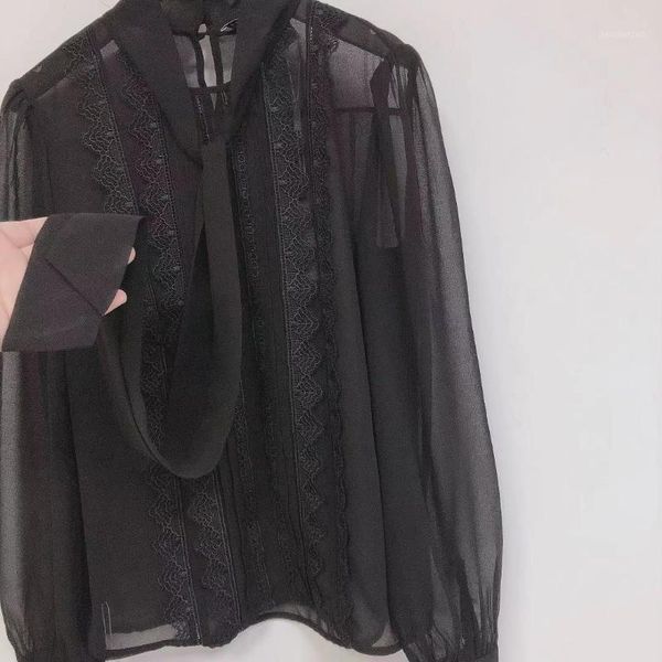 women lace up black blouse with hook collar casual female solid color long sleeve shirt, White
women lace up black blouse with hook collar casual female solid color long sleeve shirt, White