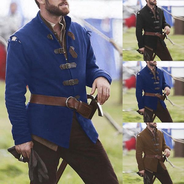 men's trench coats medieval knight warrior cosplay costume solid color collar leather buckle men long sleeve costume1, Tan;black
men's trench coats medieval knight warrior cosplay costume solid color collar leather buckle men long sleeve costume1, Tan;black
