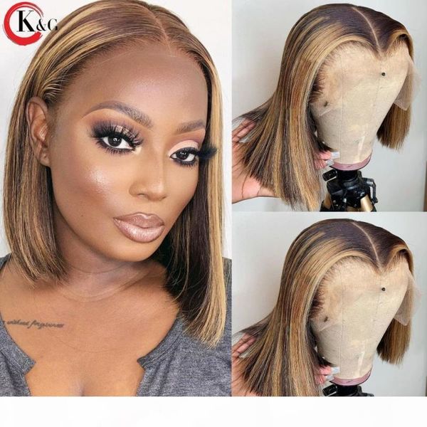 kungang highlight bob 4*4 lace closure wigs 130% density lace front human hair wigs middle ratio wig non-remy hair, Black;brown 
kungang highlight bob 4*4 lace closure wigs 130% density lace front human hair wigs middle ratio wig non-remy hair, Black;brown
