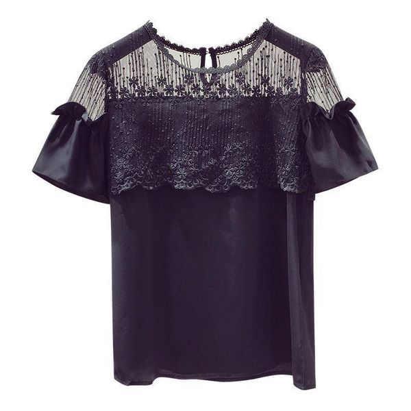 2021 summer women black lace blouse ruffles short sleeve hollow out white chiffon korean mesh patchwork plus size clothes
2021 summer women black lace blouse ruffles short sleeve hollow out white chiffon korean mesh patchwork plus size clothes
