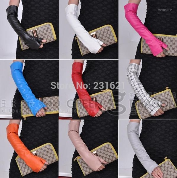 women' fashion gloves long semi-finger gloves long pu leather fingerless 40cm1, Blue;gray
women' fashion gloves long semi-finger gloves long pu leather fingerless 40cm1, Blue;gray
